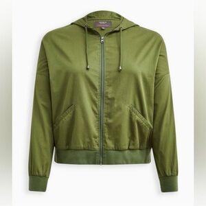 Torrid Twill Dolman Zip Front Hooded Anorak Women's Jacket Green